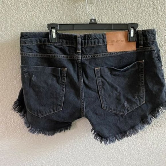 ONE TEASPOON SHORTS DUKES WORN BLACK LOW RISE SZ 30 CUT OFFS FESTIVAL NWT - Picture 5 of 12